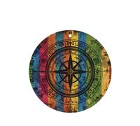 YYHWHJDE Diseño mágico nórdico brújula orgullo gay patrón arco iris impresión forma redonda Ambientadores de coche tarjetas paquete de seis tarjetas perfumadas colgantes para armario, baño, decoración