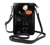 YYHWHJDE El fantasma de gato negro detrás del niño pequeño Picture - Teléfono móvil para mujer con prepucio de cuero, cubierta cruzada, pequeña correa de hombro ajustable