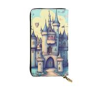 YYHWHJDE Fairytale Castle - Cartera larga de cuero de calidad con impresión de castillo, diseñada para niñas y mujeres a la moda, elegante, 19 x 10,5 cm, Black, Talla única