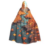 YYHWHJDE Fallen Leaves On The Creek Picture - Chaqueta larga con capucha de Halloween para adultos, adecuada para hombres y mujeres
