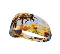 YYHWHJDE Flying Bees Daisy Honey Picture - Diadema deportiva para mujer, a prueba de sudor, banda elástica de verano
