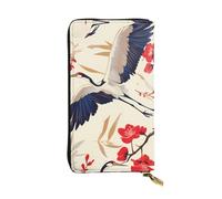 YYHWHJDE Flying Birds Crane Heron - Cartera larga de piel de calidad diseñada para niñas y mujeres a la moda, elegante, 19 x 10,5 cm, Black, Talla única