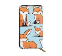 YYHWHJDE Fox in Different Poses - Cartera larga de piel de calidad con impresión diseñada para niñas y mujeres a la moda, elegante, 19 x 10,5 cm, Black, Talla única