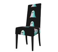 YYHWHJDE Funda protectora colorida con estampado de fantasmas para silla de comedor, suave, cómoda, resistente a las arrugas, elástica que se adapta a la mayoría de sillas sin brazos