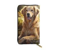 YYHWHJDE Golden Retriever - Cartera larga de cuero de calidad con impresión diseñada para niñas y mujeres a la moda, elegante, 19 x 10,5 cm, Black, Talla única