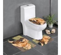 YYHWHJDE Golden Retriever - Juego de alfombrillas antideslizantes de tres piezas para baño, antideslizantes, duraderas