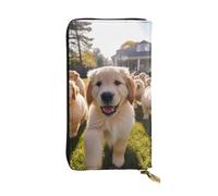 YYHWHJDE Golden Retriever Puppies - Cartera larga de piel estampada diseñada para niñas y mujeres a la moda, elegante y personalizada, 19 x 10,5 cm, color negro, talla única, Black, Talla única