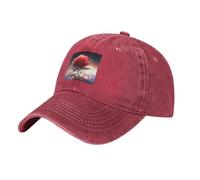 YYHWHJDE Gorra de béisbol de mezclilla lavada negra con estampado de rosas solitarias en el planeta, gorra de algodón ajustable para hombres y mujeres, Rojo, talla única