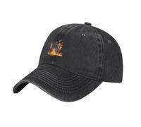 YYHWHJDE Gorra de béisbol de mezclilla lavada negra The Castle Burning Flames Prints Gorra de algodón ajustable para hombres y mujeres, Negro, talla única
