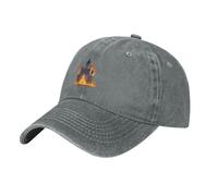 YYHWHJDE Gorra de béisbol de mezclilla lavada negra The Castle Burning Flames Prints Gorra de algodón ajustable para hombres y mujeres, Gris, talla única