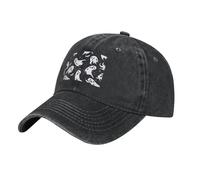 YYHWHJDE Gorra de béisbol de mezclilla lavada negra y con estampado de fantasmas de Halloween, gorra de algodón ajustable para hombres y mujeres, Negro, talla única