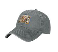 YYHWHJDE Gorra de béisbol negra con estampado de azulejos de cerámica mexicana, correa ajustable, algodón clásico para hombres y mujeres, transpirable y elegante, gris, Talla única