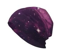 YYHWHJDE Gorro de punto para adulto, con imagen de noche estrellada, color morado, gorro de frijol casual, sombrero elástico sin ala, unisex