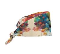 YYHWHJDE Gorro de trabajo de limpieza con árboles de la vida coloridos (1) sombrero de chef impreso para mujeres y hombres, ajustable, transpirable, negro