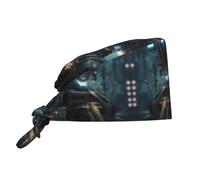 YYHWHJDE Gorro de trabajo de limpieza con diseño de robot futuro, para mujeres y hombres, ajustable, transpirable, color negro