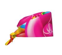 YYHWHJDE Gorro de trabajo de limpieza con estampado de Candy Land para mujeres y hombres, ajustable, transpirable, color negro