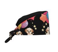 YYHWHJDE Gorro de trabajo de limpieza con tres cachorros sin preocupaciones, sombrero de chef impreso para mujeres y hombres, ajustable, transpirable, negro