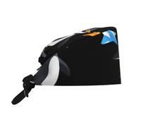 YYHWHJDE Gorro de trabajo de limpieza, diseño de pingüino jugando con avión de papel, sombrero de chef para mujeres y hombres, ajustable, transpirable, negro