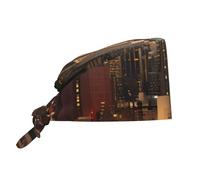 YYHWHJDE Gorro de trabajo de limpieza The New York City Skyline impreso sombrero de chef para mujeres y hombres, ajustable, transpirable, negro