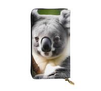 YYHWHJDE Green Leaf Koala - Cartera larga de piel de calidad diseñada para niñas y mujeres a la moda, elegante, 19 x 10,5 cm, Black, Talla única