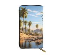 YYHWHJDE Group of Palm Trees - Cartera larga de cuero de calidad con impresión de palmeras diseñada para niñas y mujeres a la moda, elegante, 19 x 10,5 cm, Black, Talla única