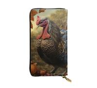 YYHWHJDE Harvest Turkey - Cartera larga de cuero de calidad con impresión de pavo diseñada para niñas y mujeres a la moda, elegante, 19 x 10,5 cm, Black, Talla única