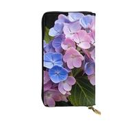 YYHWHJDE Hermosa cartera larga de cuero de calidad con impresión de hortensias diseñada para niñas y mujeres a la moda, elegante, 19 x 10,5 cm, Black, Talla única