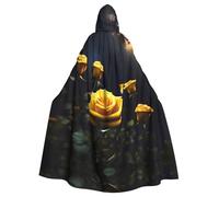 YYHWHJDE Hermosas rosas amarillas estampadas de Halloween para adultos, capa con capucha para hombres y mujeres, juego de rol