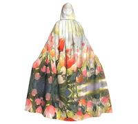 YYHWHJDE Hermoso patrón de tulipán con capucha para adultos, sin cremallera, cómoda para fiestas de disfraces
