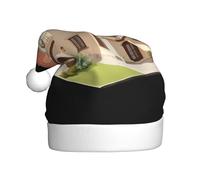 YYHWHJDE Hermoso sombrero de Navidad con patrón de villa de dibujos animados para adultos, suave y esponjoso, ideal para uso a largo plazo