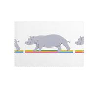 YYHWHJDE Hippopotamus Crossing The Rainbow Pattern - Juego de 6 manteles individuales domésticos a prueba de aceite, aislantes del calor y duraderos, 12 x 18 pulgadas