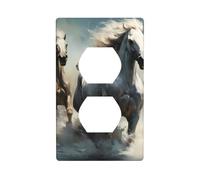 YYHWHJDE Horses Running Wild in The River Picture - Panel de pared de doble enchufe eléctrico es resistente a roturas y duradero, 4.5 x 2.75 pulgadas