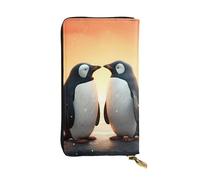 YYHWHJDE I Love Penguins - Cartera larga de piel de calidad con impresión de pingüinos, diseñada para niñas y mujeres, elegante, 19 x 10,5 cm, Black, Talla única