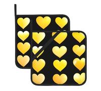 YYHWHJDE Juego de 2 soportes cuadrados aislados con estampado de corazón amarillo degradado, 20 x 20 cm, antiquemaduras y aislamiento térmico impermeable