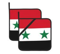 YYHWHJDE Juego de 2 soportes cuadrados aislantes para ollas con diseño de bandera de la República Árabe Siria, 8 x 8 pulgadas, antiquemaduras y aislamiento térmico, impermeables