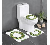 YYHWHJDE - Juego de 3 alfombras de baño de 24 x 16 pulgadas, diseño de corona de aguacate refrescante con imagen antideslizante para inodoro, tocador y cubierta de tapa, fácil de limpiar