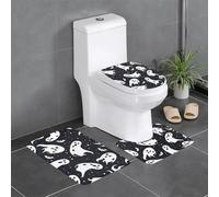 YYHWHJDE Juego de 3 alfombrillas antideslizantes para baño, diseño de fantasmas, color negro y Halloween