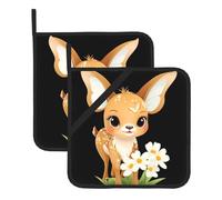 YYHWHJDE Juego de dos piezas de alfombrillas cuadradas con estampado de ciervos y mariposas, aisladas, gruesas, impermeables, fáciles de limpiar