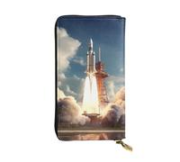 YYHWHJDE Kennedy Space Center - Cartera larga de piel estampada diseñada para niñas y mujeres a la moda, elegante y personalizada, 19 x 10,5 cm, color negro, talla única, Black, Talla única