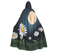 YYHWHJDE La capa con capucha Moon And Daisy Prints para adultos es un poncho con capucha súper grande, cómodo y duradero de Halloween