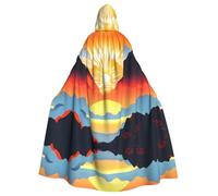YYHWHJDE La capa con capucha para adultos con estampado de amanecer brillante es un poncho con capucha súper grande, cómodo y duradero para Halloween