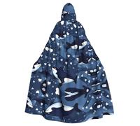 YYHWHJDE La capa con capucha para adultos con estampado de ballena asesina azul es un poncho con capucha súper grande, cómodo y duradero de Halloween