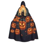 YYHWHJDE La capa con capucha para adultos con estampado de calabaza aterradora es un poncho con capucha súper grande, cómodo y duradero de Halloween