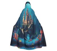 YYHWHJDE La capa con capucha para adultos con estampado de Castle Under The Sea es un poncho con capucha de Halloween súper grande, cómodo y duradero