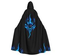 YYHWHJDE La capa con capucha para adultos con estampado de diablo azul brillante es un poncho con capucha súper grande, cómodo y duradero para Halloween