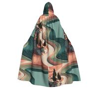 YYHWHJDE La capa con capucha para adultos con estampado de líneas curvas es un poncho con capucha súper grande, cómodo y duradero de Halloween