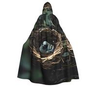 YYHWHJDE La capa con capucha para adultos con estampado de nido de pájaros pequeños es un poncho con capucha súper grande, cómodo y duradero para Halloween