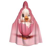 YYHWHJDE La capa con capucha para adultos con estampado de pollitos de cáscara de huevo rosa es un poncho con capucha súper grande, cómodo y duradero de Halloween