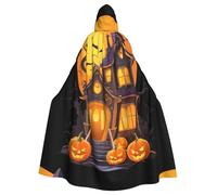 YYHWHJDE La capa con capucha Scary Pumpkin House Prints para adultos es un poncho con capucha súper grande, cómodo y duradero de Halloween