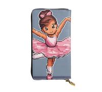 YYHWHJDE Little Ballerina Dancing Girl - Cartera larga de piel de calidad con impresión de niña y bailarina, diseñada para niñas y mujeres, elegante, 19 x 10,5 cm, Black, Talla única